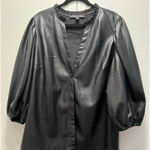 Marc New York balloon sleeve faux leather Top